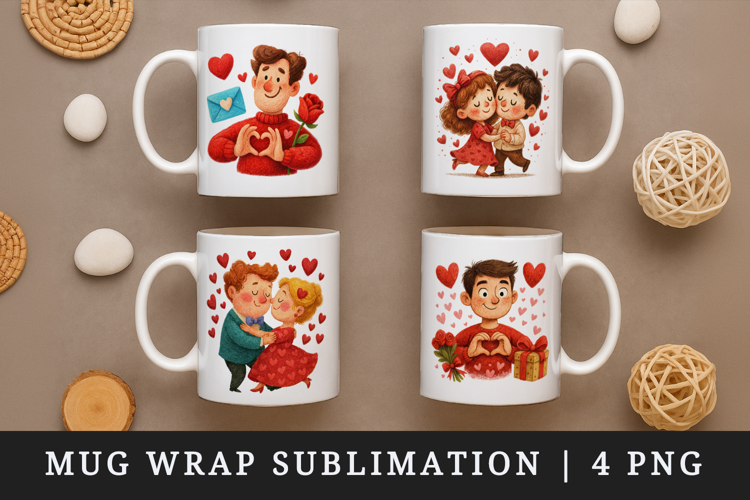 Valentine's Day mug wrap printable sublimation design