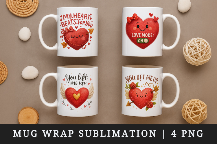 Valentine's Day mug wrap printable sublimation design