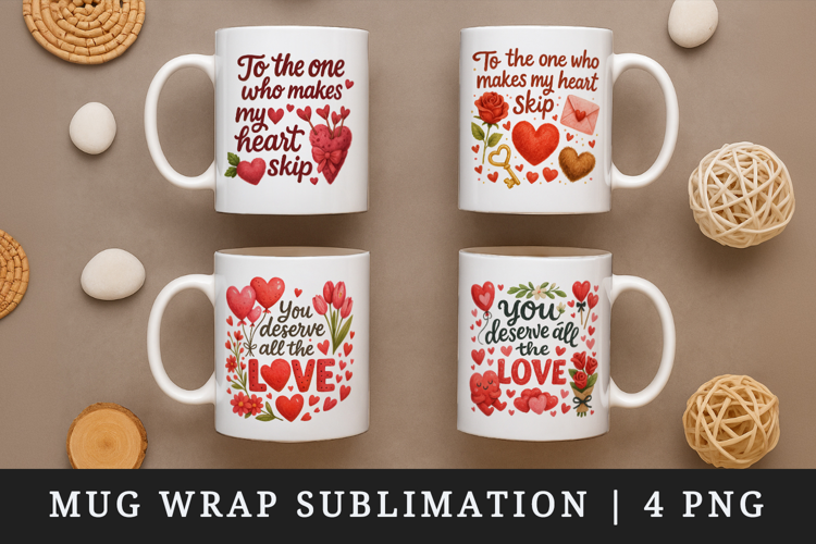 Valentine's Day mug wrap printable sublimation design