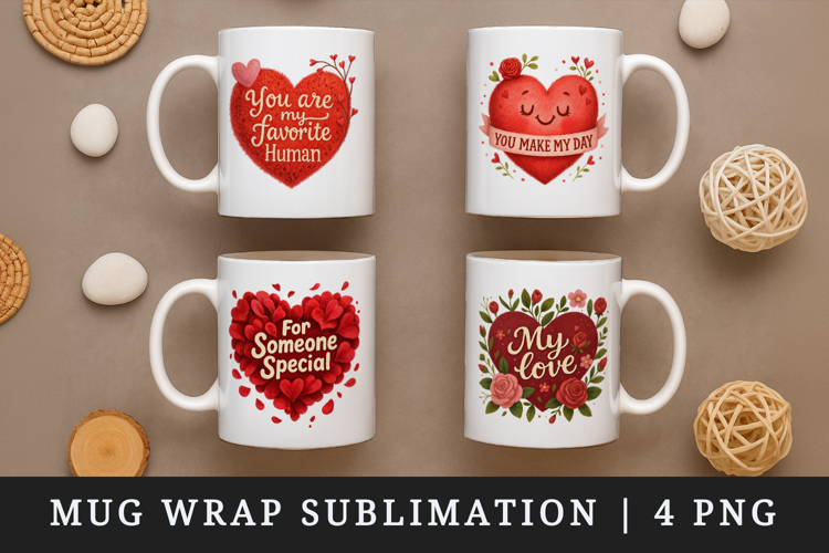 Valentine's Day mug wrap printable sublimation design