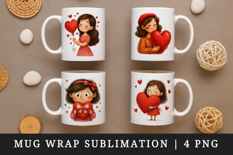 Valentines Day mug wrap printable sublimation design