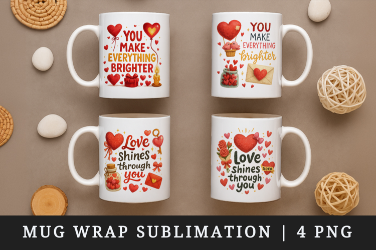 Valentine's Day mug wrap printable sublimation design