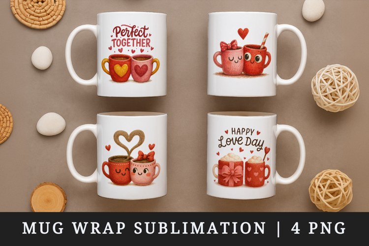Valentine's Day mug wrap printable sublimation design