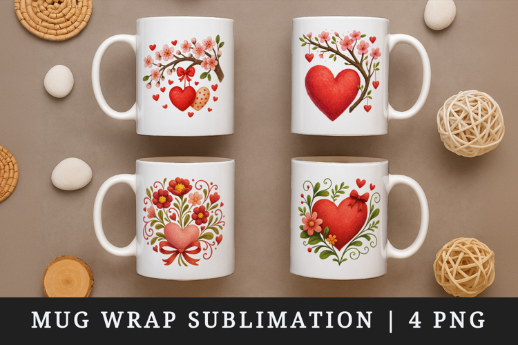 Valentines Day mug wrap printable sublimation design