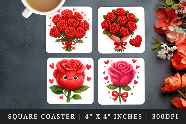 Valentine's Day square coaster sublimation, coasters design