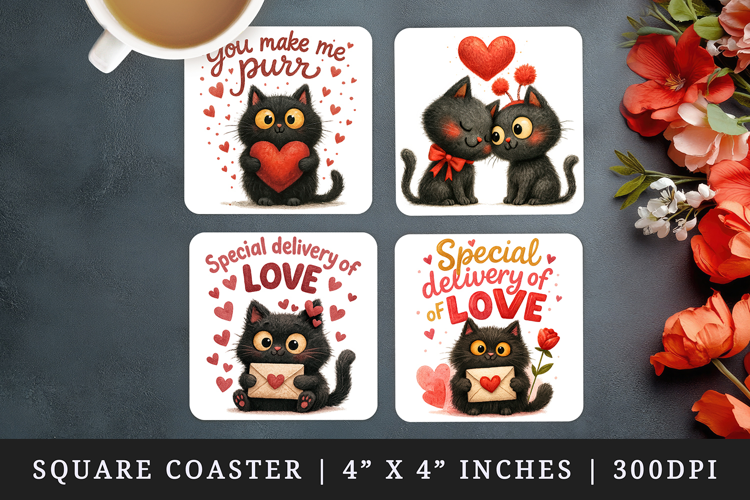 Valentine's Day square coaster sublimation, coasters design