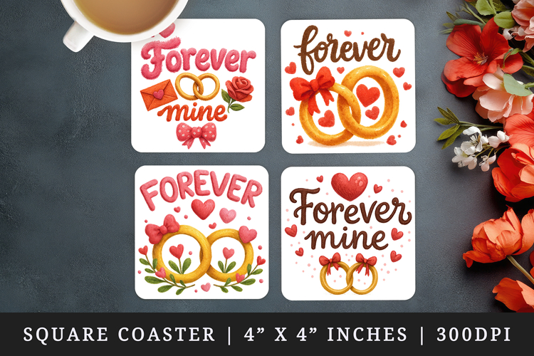Valentines Day square coaster sublimation, coasters design