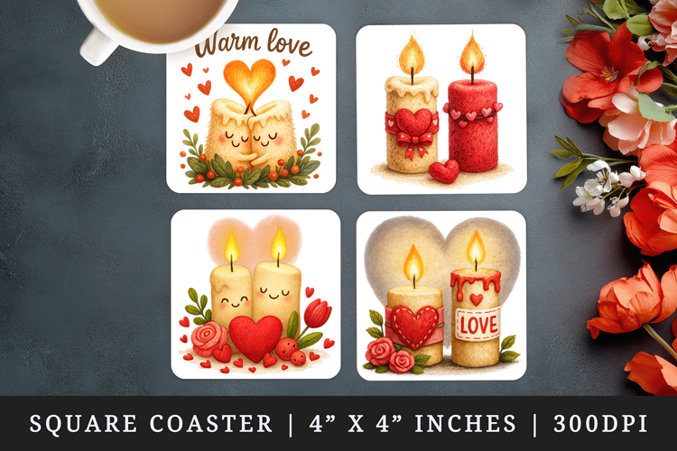 Valentine's Day square coaster sublimation, coasters design