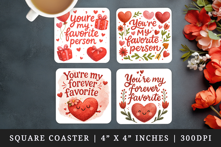 Valentines Day square coaster sublimation, coasters design