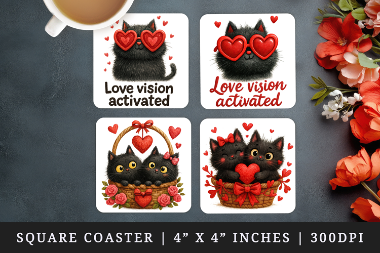 Valentine's Day square coaster sublimation, coasters design
