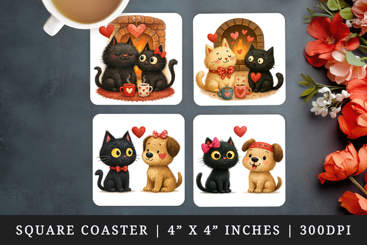 Valentines Day square coaster sublimation, coasters design