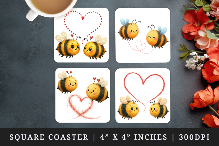 Valentine's Day square coaster sublimation, coasters design