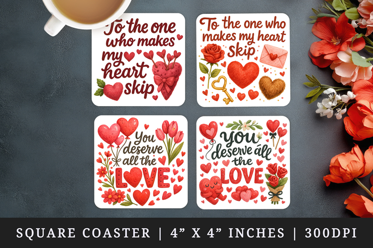 Valentine's Day square coaster sublimation, coasters design