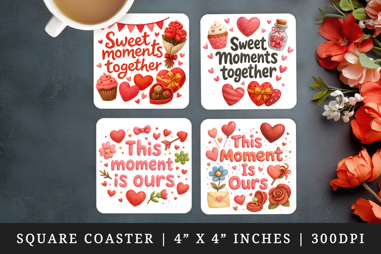 Valentines Day square coaster sublimation, coasters design