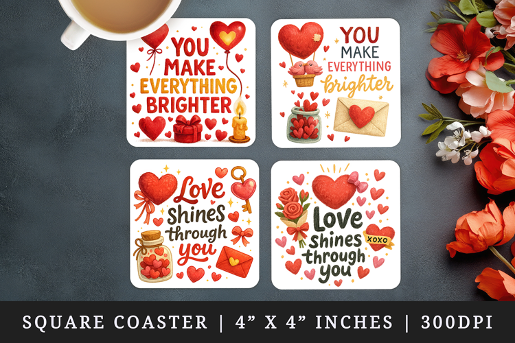 Valentine's Day square coaster sublimation, coasters design