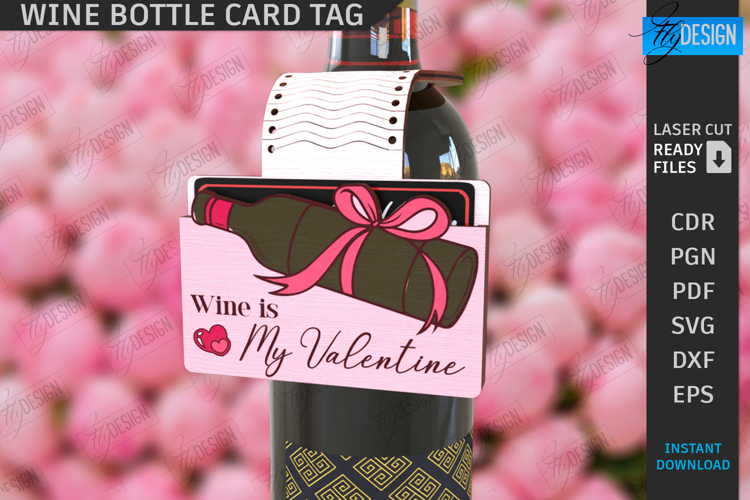 Valentine's Day Wine Bottle Tag Laser Cut | Valentine's Gift