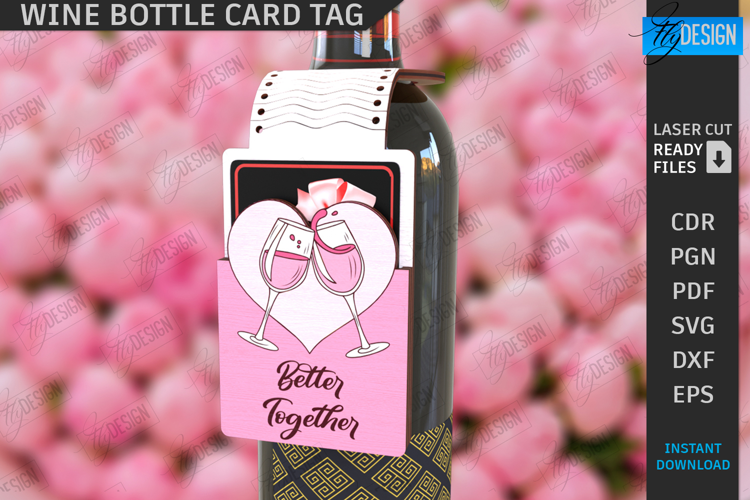 Valentine's Day Wine Bottle Tag Laser Cut | Valentine's Gift