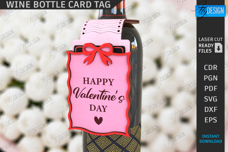 Valentine's Day Wine Bottle Tag Laser Cut | Valentine's Gift