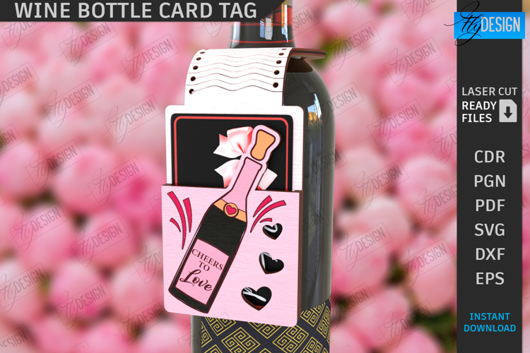 Valentine's Day Wine Bottle Tag Laser Cut | Valentine's Gift