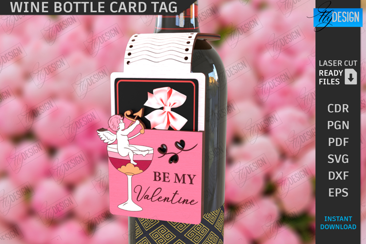 Valentine's Day Wine Bottle Tag Laser Cut | Valentine's Gift