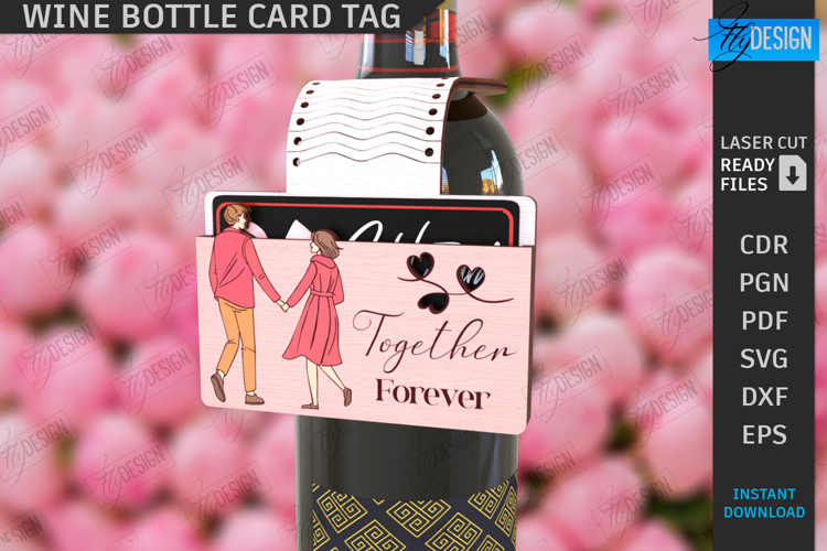 Valentine's Day Wine Bottle Tag Laser Cut | Valentine's Gift