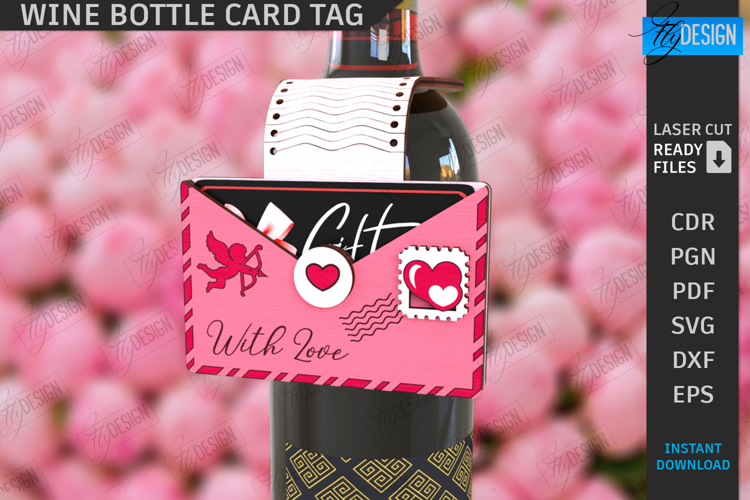 Valentine's Day Wine Bottle Tag Laser Cut | Valentine's Gift