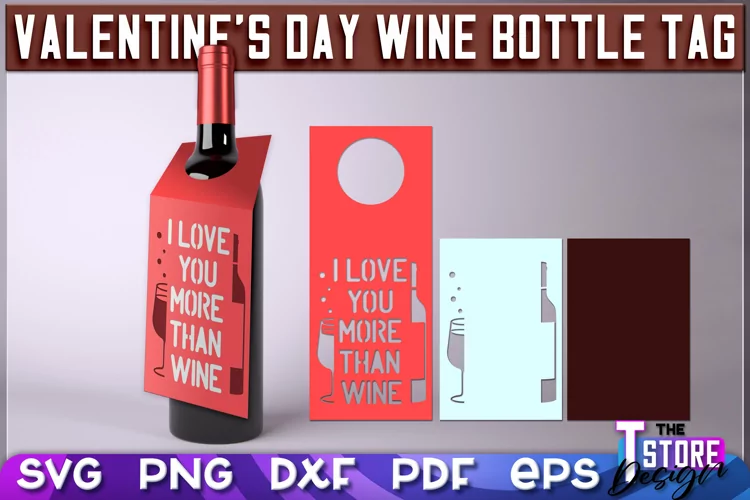 Valentine's Day Wine Bottle Tag | Paper Cut Design |SVG File