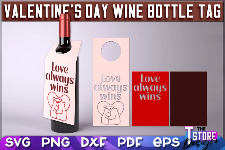 Valentine's Day Wine Bottle Tag | Paper Cut Design |SVG File