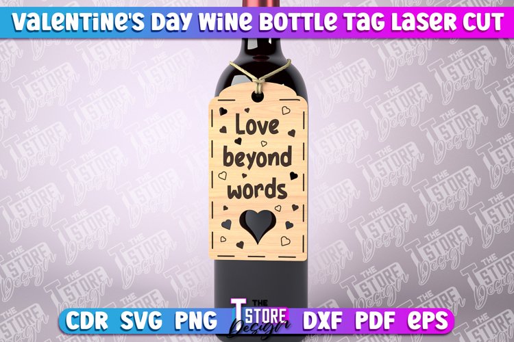 Valentines Day Wine Bottle Tag Laser Cut | Wine Quotes SVG