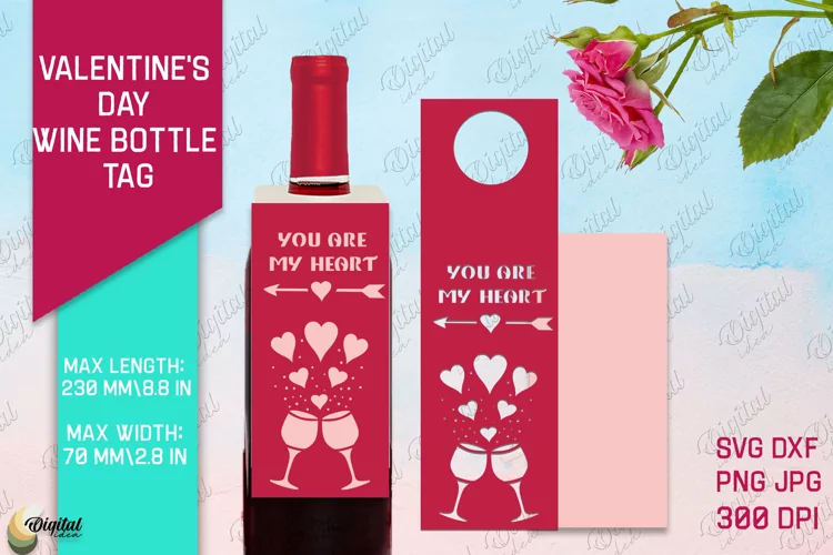 Love Quote SVG. Valentine's Day Wine Bottle Tag Paper Cut