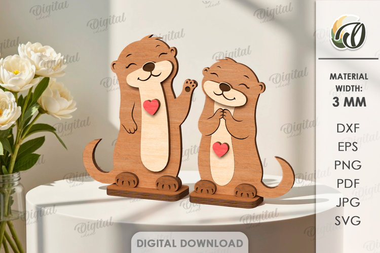 3D Valentines Day Figurines Laser Cut. Stand Decor SVG