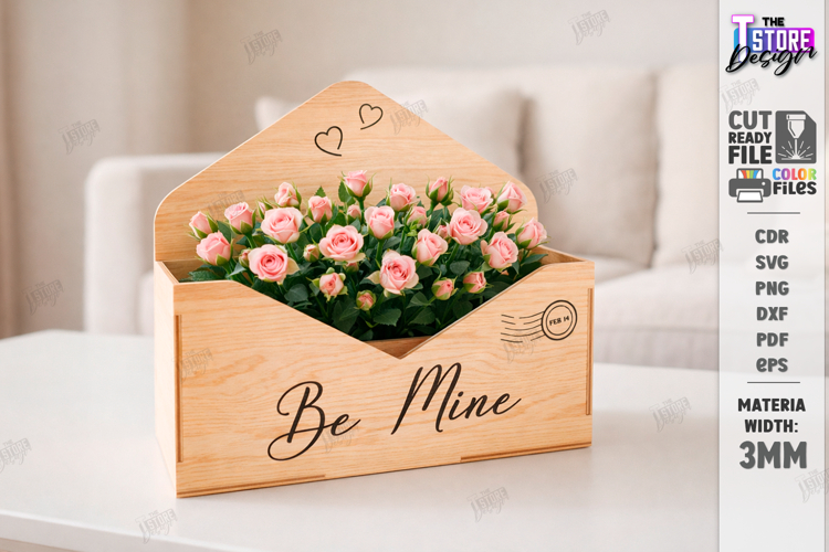 Valentines Day Planter Holder Laser Cut | Flower Box SVG