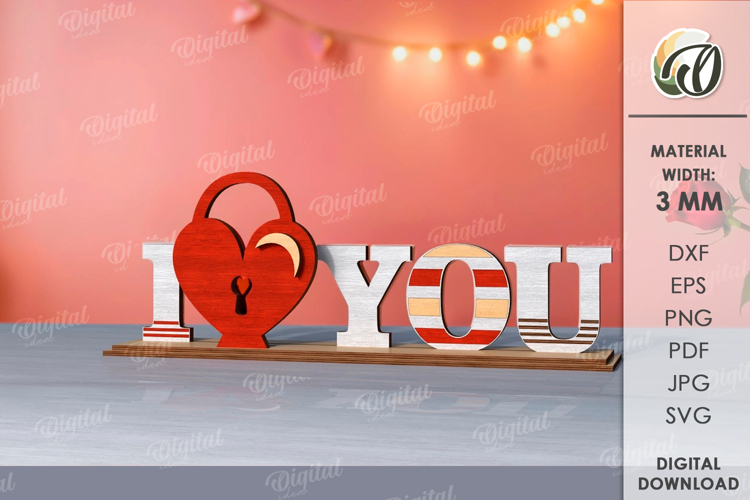 Valentine’s Day Word Stand Laser Cut. Stand Decor SVG