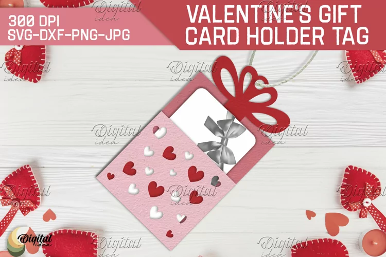 Gift Card Holder Tag. Valentine's Day Paper Cut
