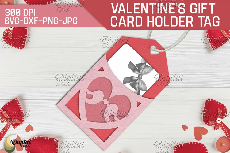 Gift Card Holder Tag. Valentine's Day Paper Cut