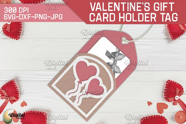 Valentine's Day Paper Cut. Gift Card Holder Tag