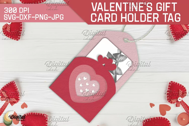3D Gift Card Holder Tag. Valentine's Day Paper Cut