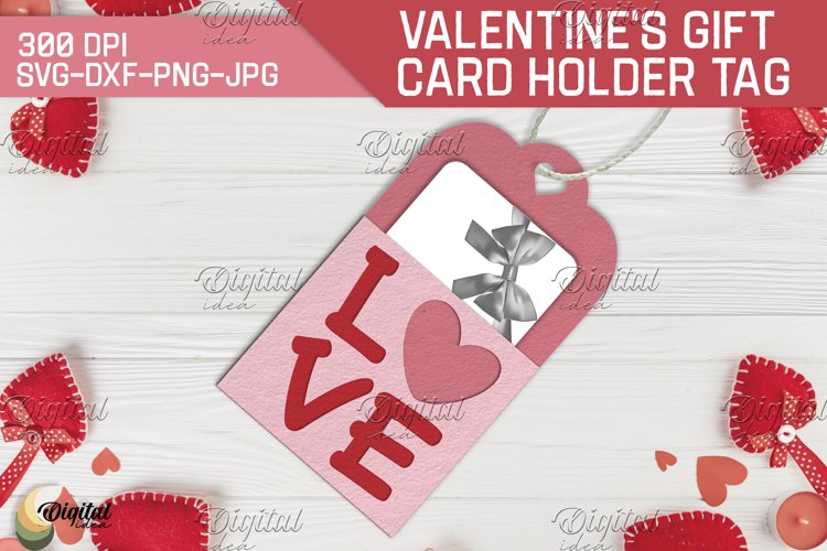 3D Gift Card Holder Tag. Valentine's Day Paper Cut example image 1