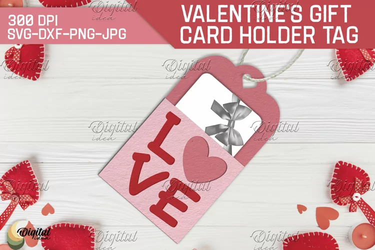 3D Gift Card Holder Tag. Valentine's Day Paper Cut
