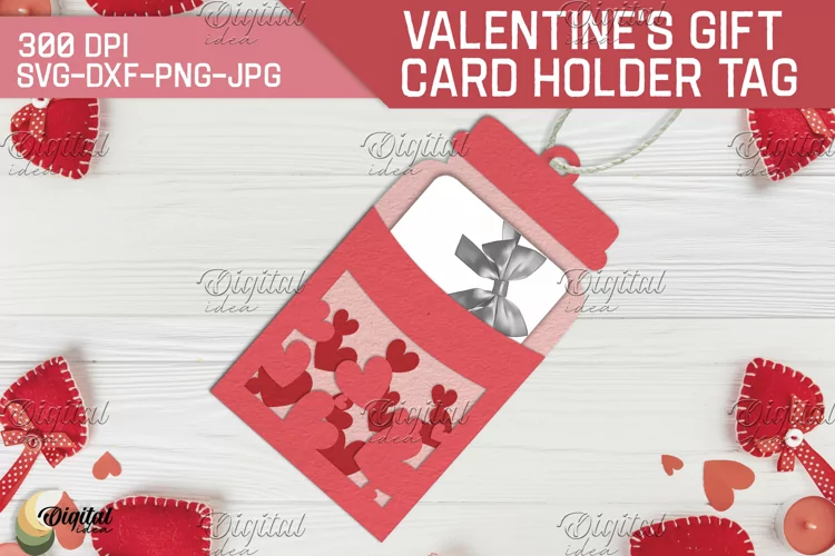 Gift Card Holder Tag. Valentine's Day. 3D Paper Cut