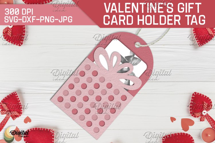 3D Gift Card Holder Tag. Valentine's Day Paper Cut example image 1