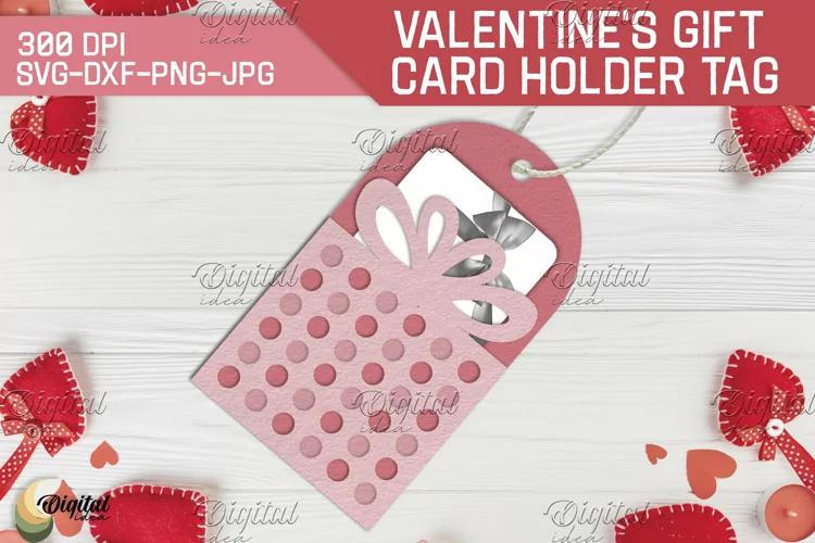 3D Gift Card Holder Tag. Valentine's Day Paper Cut