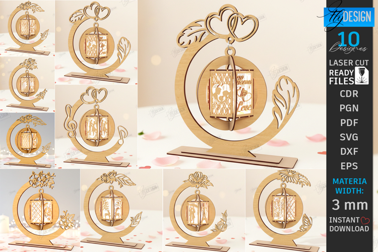 Valentine’s Day Hanging Lantern Laser Cut Bundle | Tea Light