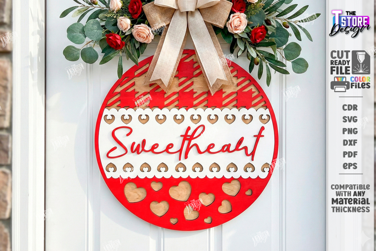 Valentine’s Round Door Hanger Laser Cut | Layered Door Sign