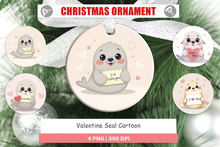 Christmas Ornaments Valentine Seal Cartoon example image 1