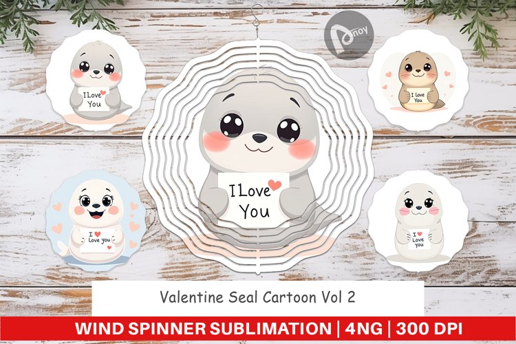Wind Spinner Valentine Seal Cartoon example image 1