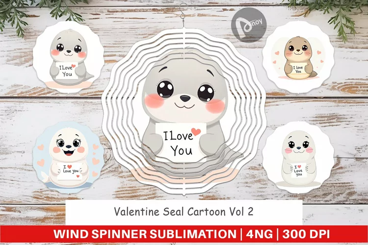 Wind Spinner Valentine Seal Cartoon
