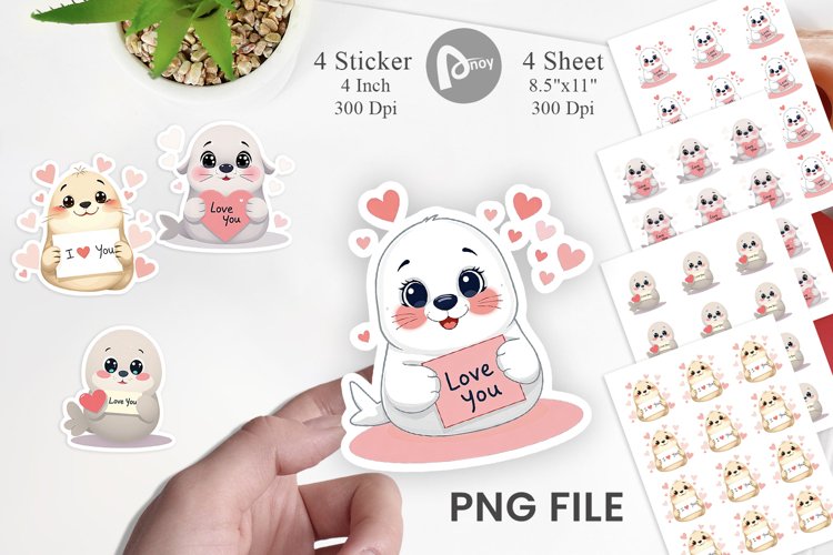 Valentine Seal Cartoon Sticker