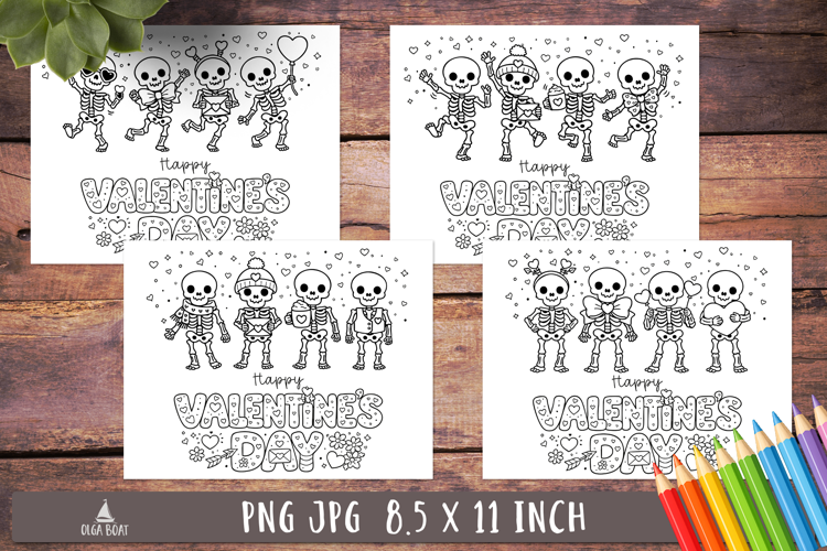 Valentine Skeleton Coloring Pages Happy valentines day