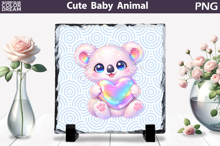 Cute Animal Sublimation Slate | Baby Valentine Heart